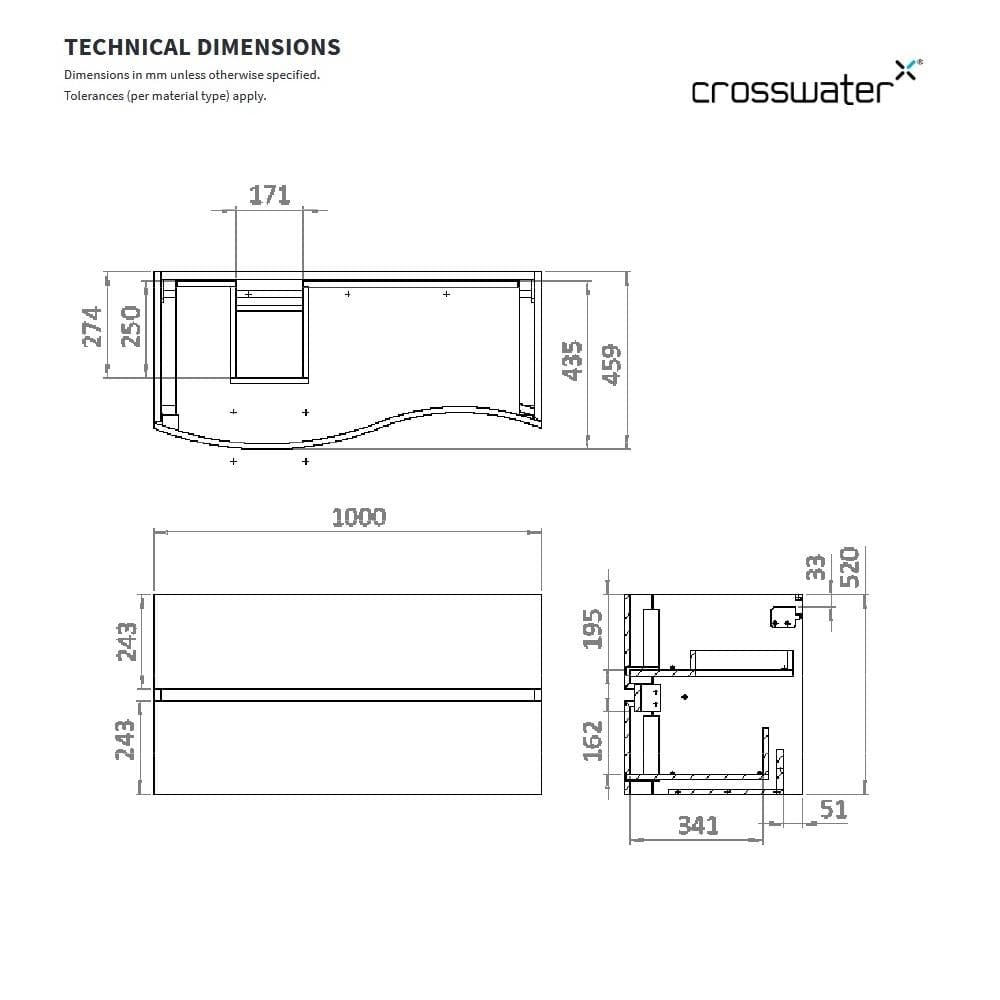 Crosswater Wall Mounted Vanity Unit Crosswater Svelte Wall Hung Vanity Unit with Basin
