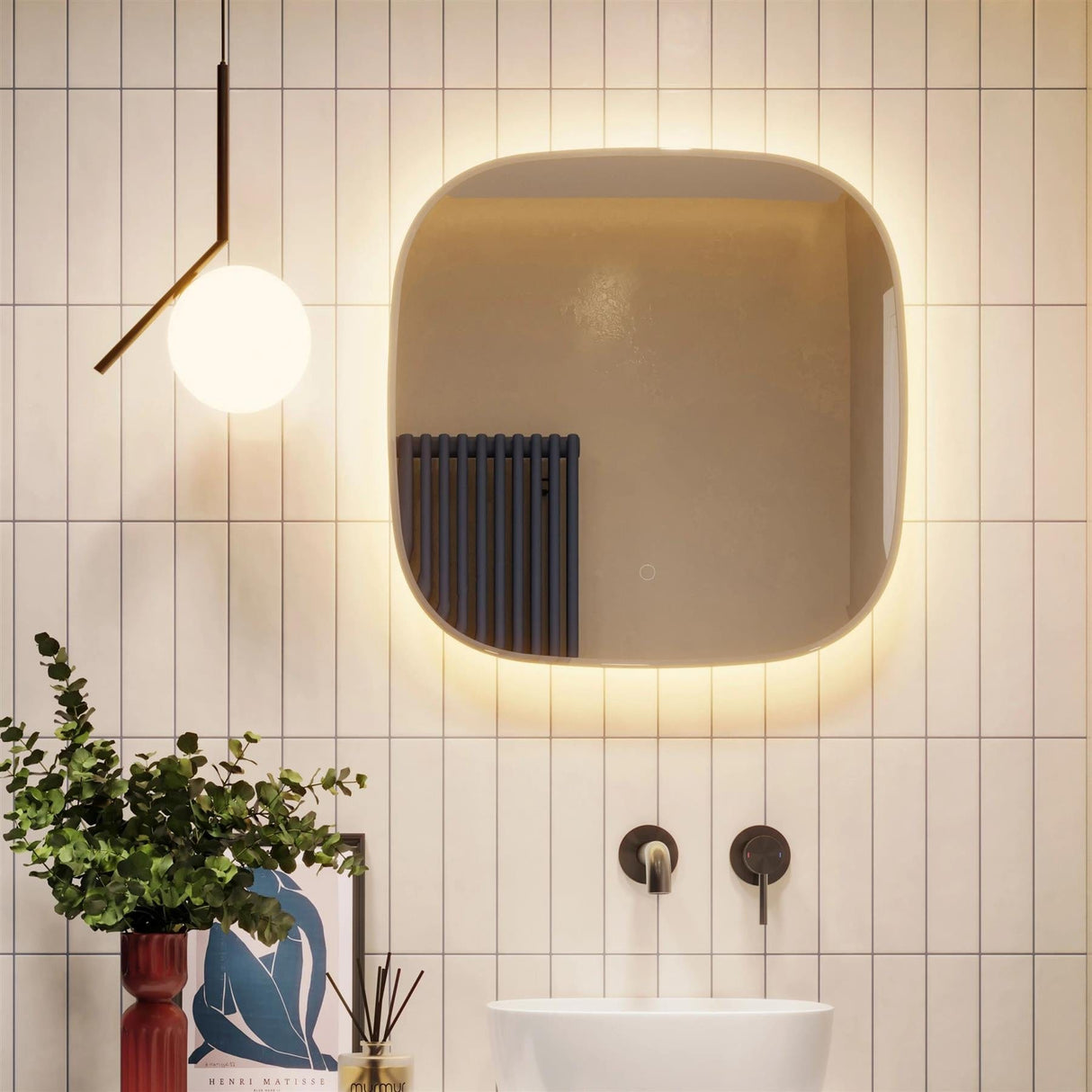 HiB Illuminated Mirror 600 x 600mm HiB Quinn Bevelled LED Illuminated Mirror