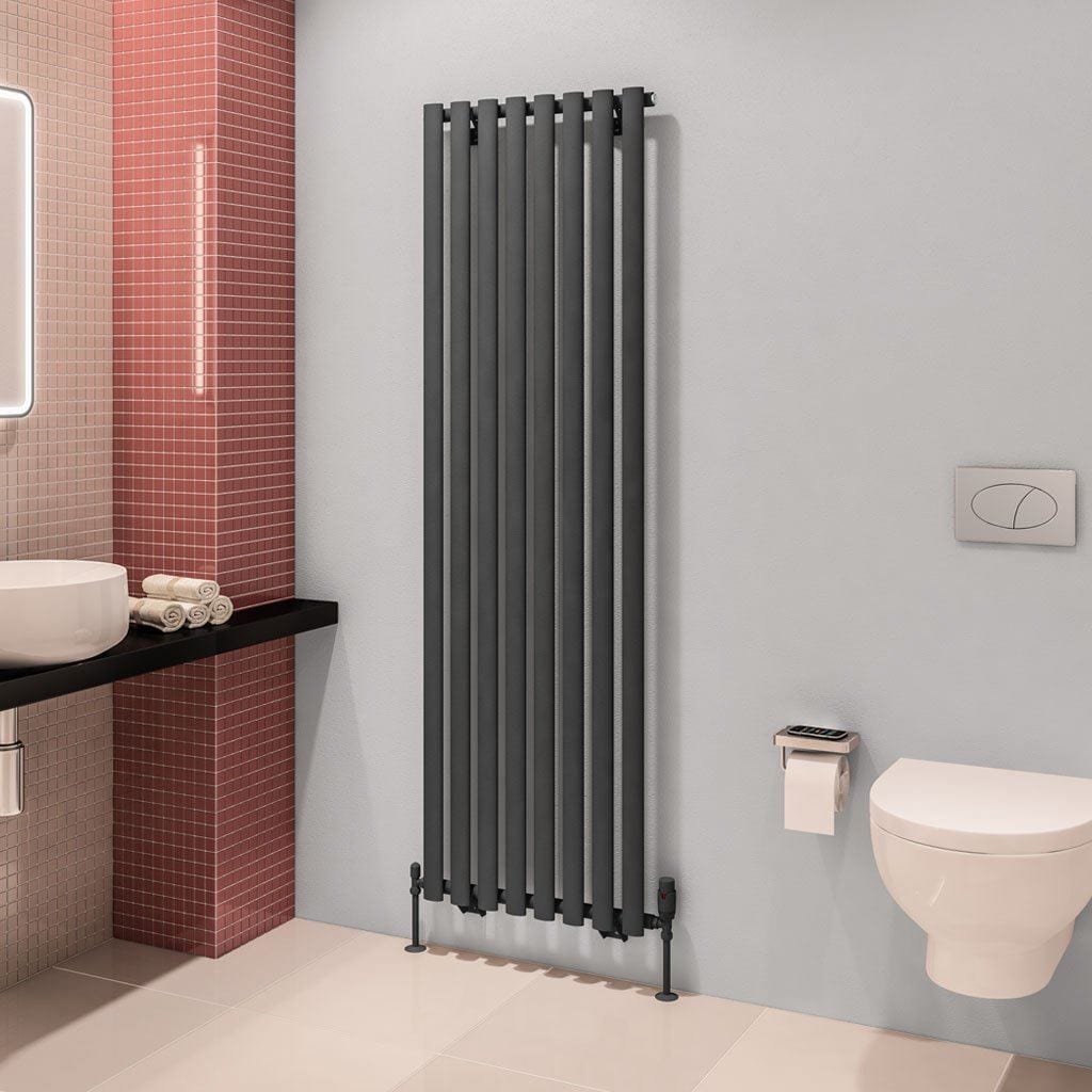 Eastbrook Designer Towel Radiator 1800 x 560mm Eastbrook Tunstall Straight Vertical Designer Radiator in Matt Anthracite