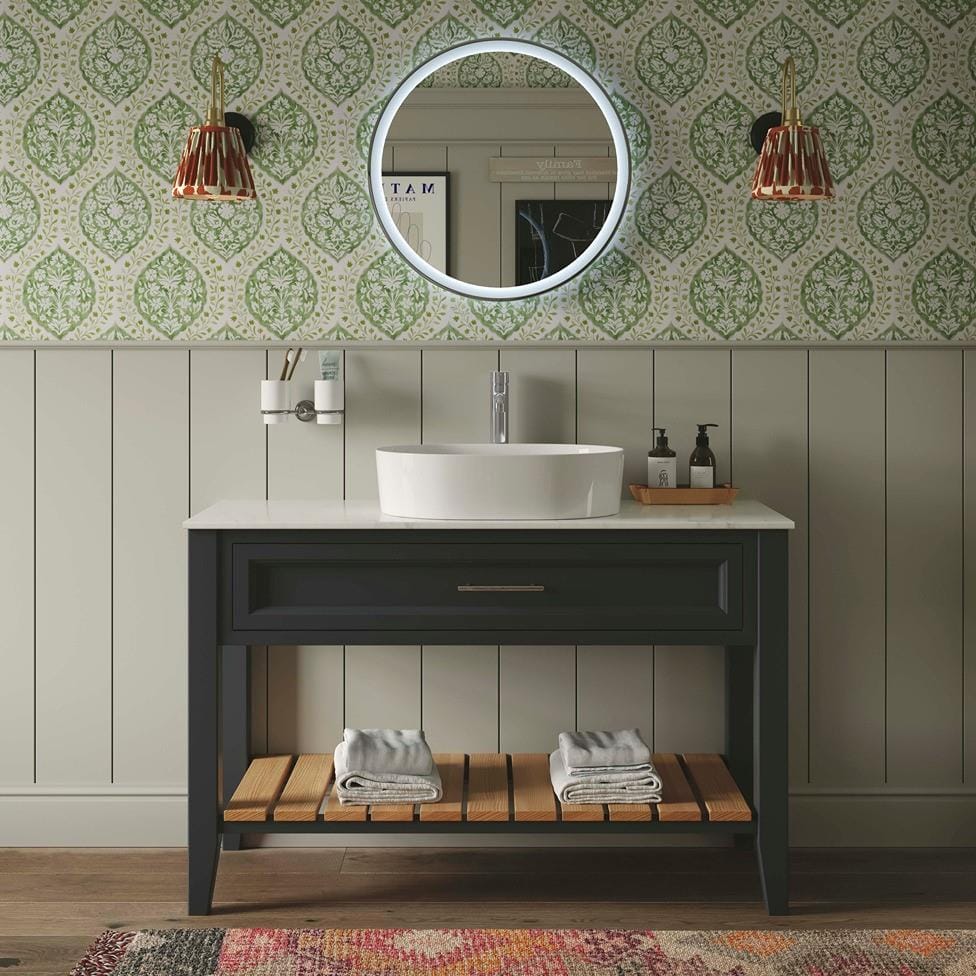 Heritage Floor Standing Vanity Unit Graphite / 1200mm - 1 Drawer Heritage Broughton Washstand with Laminate Worktop