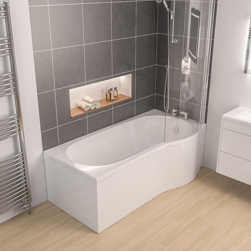 Eastbrook P-Shaped Shower Bath Eastbrook Shannon P-Shape Shower Bath