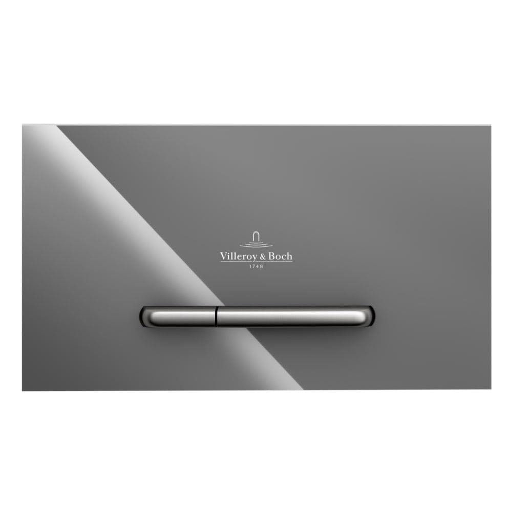 Villeroy and Boch Flush Plate Glossy Grey Villeroy & Boch ViConnect 300G Glass Flush Plate