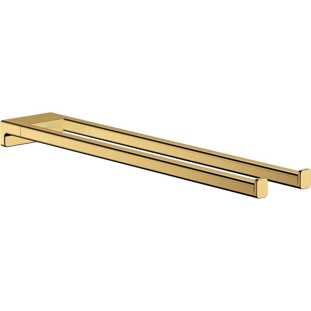 UK Bathroom Store Polished Gold Optic Hansgrohe Addstoris Twin Handle Towel Rail