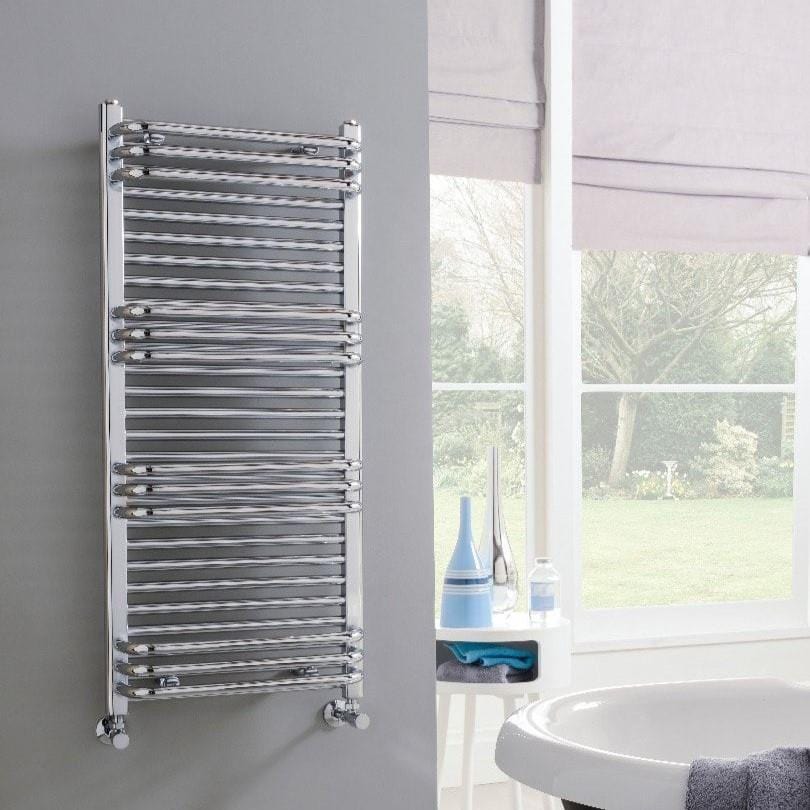 Vogue Designer Towel Radiator 1160 x 500 / Central Heating Vogue Tempo Straight Designer Towel Radiator in Chrome