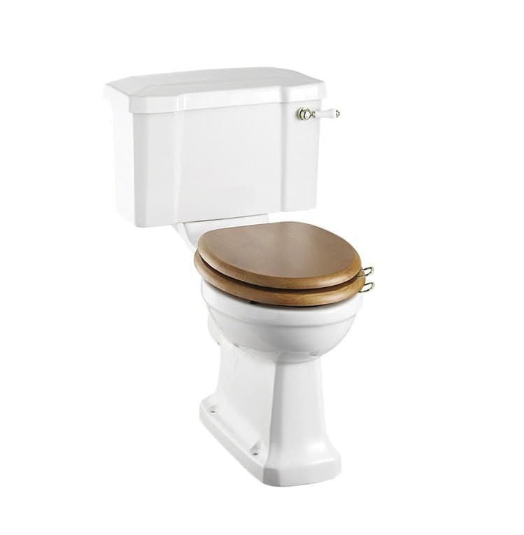 Burlington Close Coupled Toilet 520mm / Lever / Brushed Nickel Burlington Traditional Rimless Close Coupled Toilet