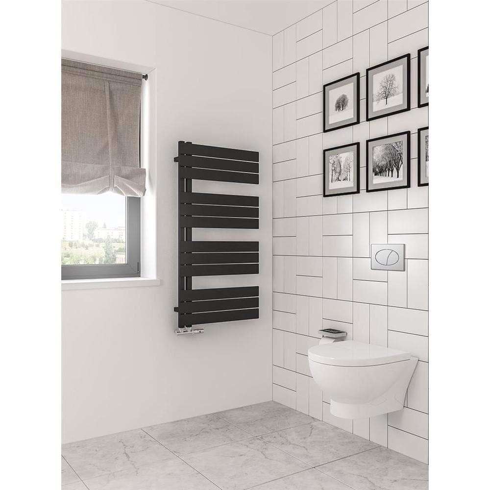 Eastbrook Designer Towel Rail 1150 x 600 / Dual Fuel Eastbrook Helmsley Straight Vertical Designer Towel Rail in Matt Black