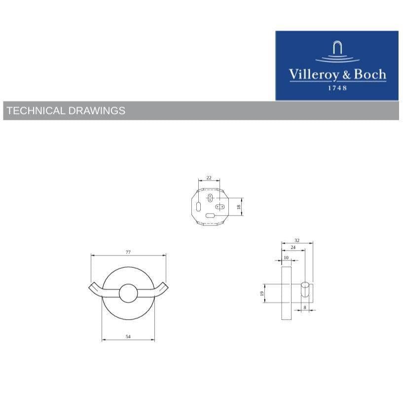 Villeroy & Boch Robe Hook Villeroy & Boch Elements - Tender Double Robe Hook