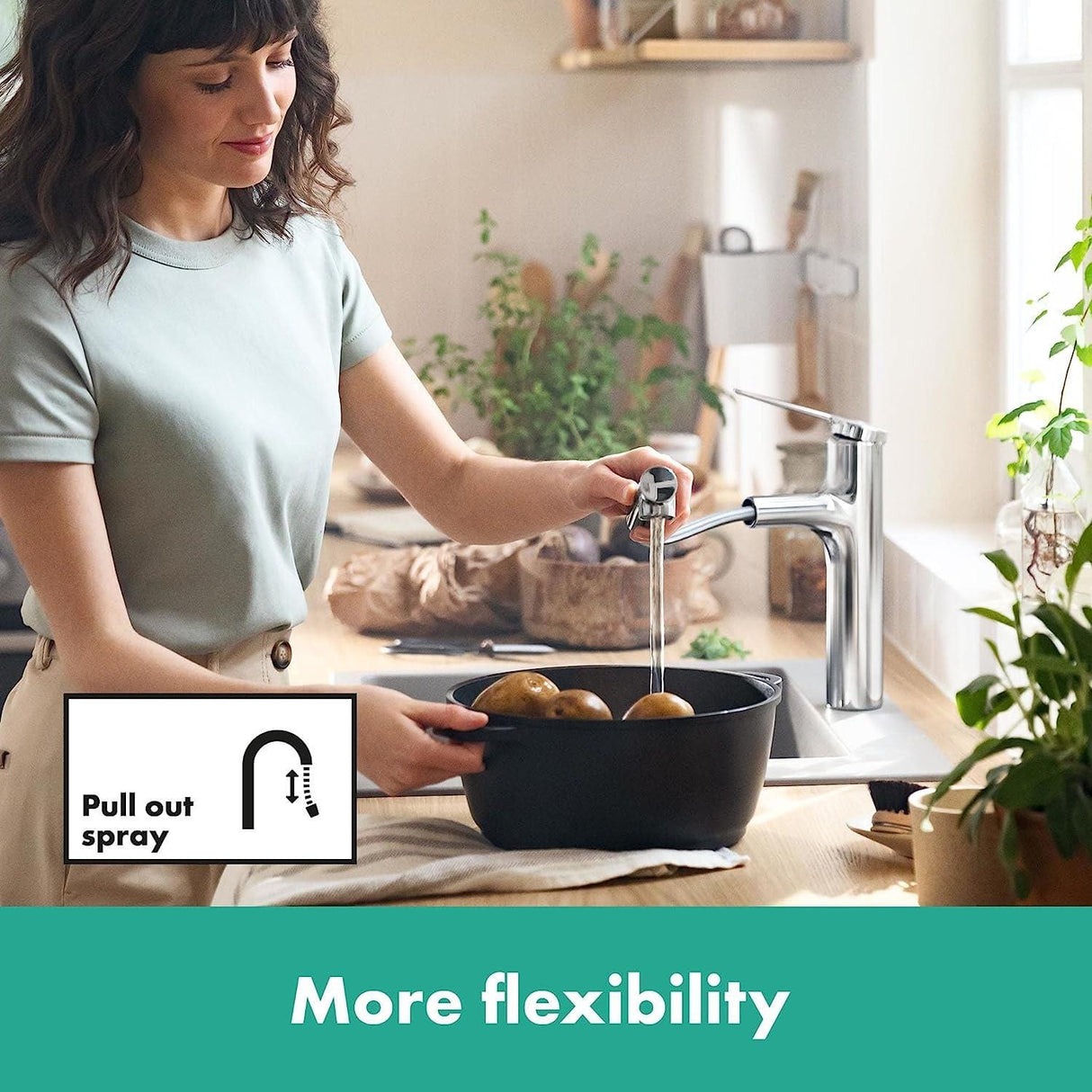 UK Bathroom Store Kitchen Tap Hansgrohe Zesis M33 Single Lever Kitchen Mixer Tap 160 with Pull-Out Spray