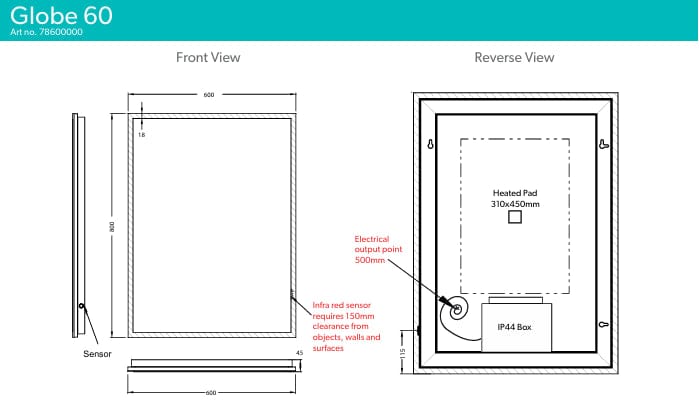 HiB Illuminated Mirror HiB Globe LED Illuminated Mirror
