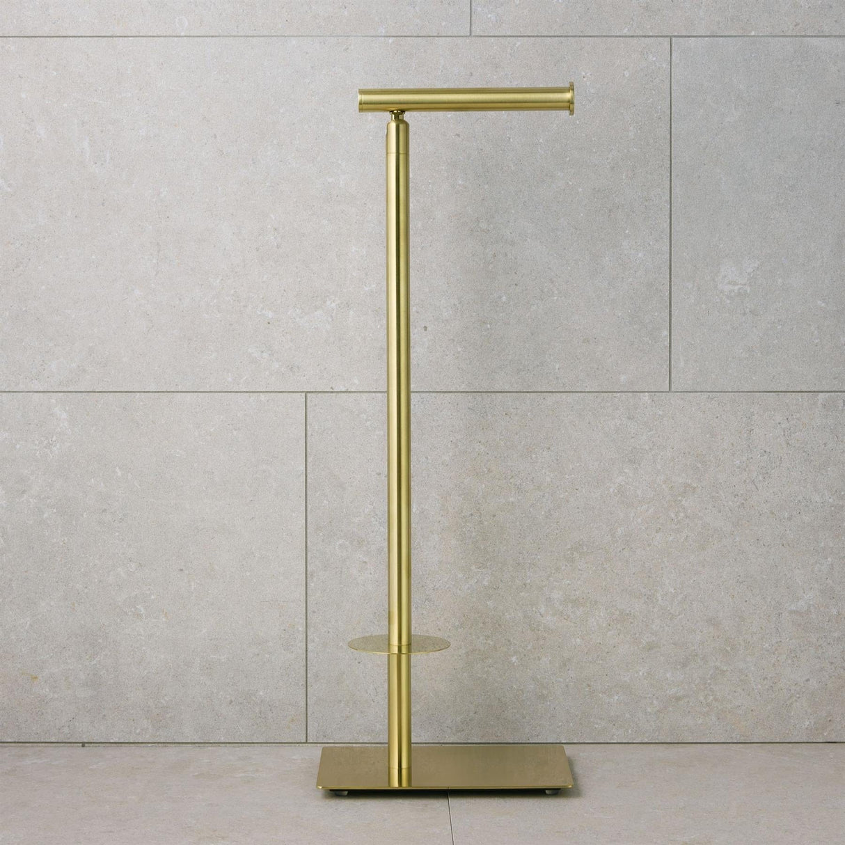 Miller Toiler Roll Holder Brushed Brass Miller Signature Freestanding Toilet Roll and Spare Roll Holder
