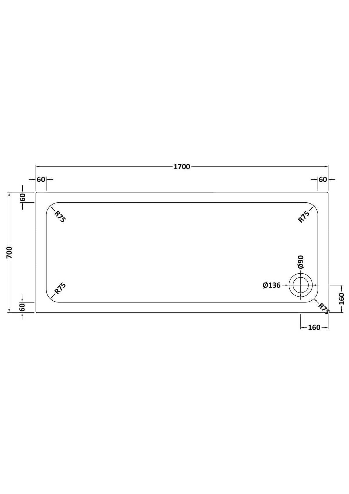Aquarius Bathrooms Rectangle Shower Tray Aquarius Urbano Rectangular 45mm Stone Resin Shower Tray in White