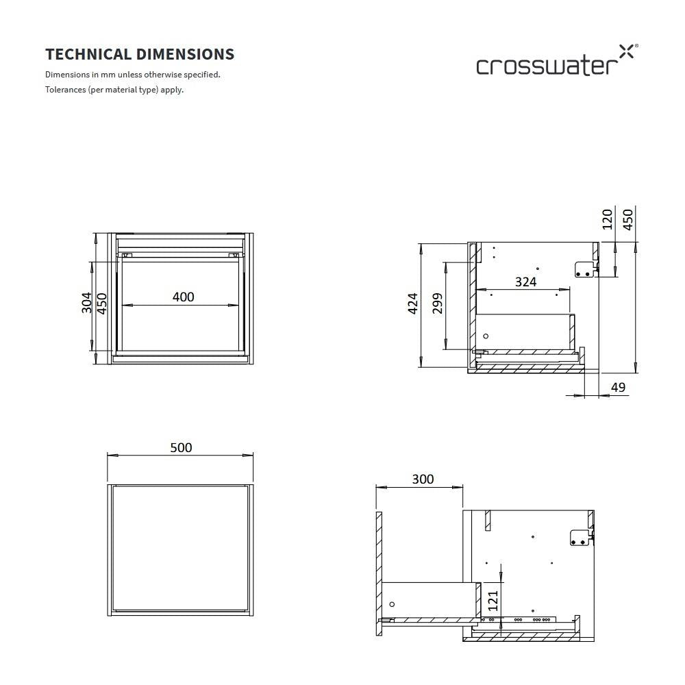 Crosswater Infinity Wall Mounted Vanity Unit with Worktop
