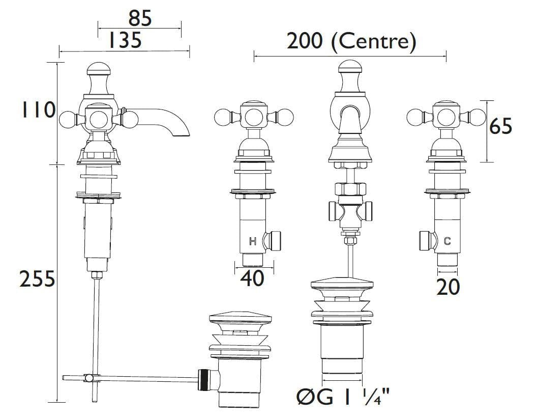 Heritage 3 Tap Hole Basin Set Heritage Hartlebury 3 Hole Basin Mixer Tap