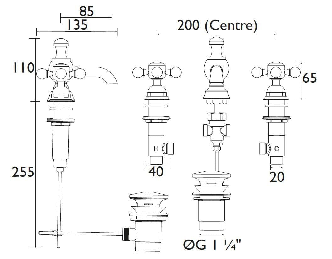 Heritage 3 Tap Hole Basin Set Heritage Hartlebury 3 Hole Basin Mixer Tap