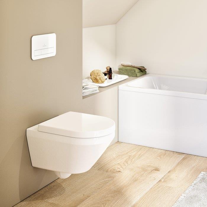 Villeroy & Boch Wall Hung Toilet Villeroy & Boch Architectura Combi-Pack Wall Hung Rimless Toilet with TwistFlush and Soft Close Seat
