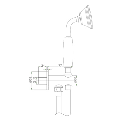 Crosswater Belgravia Wall Outlet, Shower Handset and Hose
