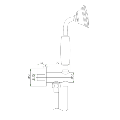 Crosswater Belgravia Wall Outlet, Shower Handset and Hose