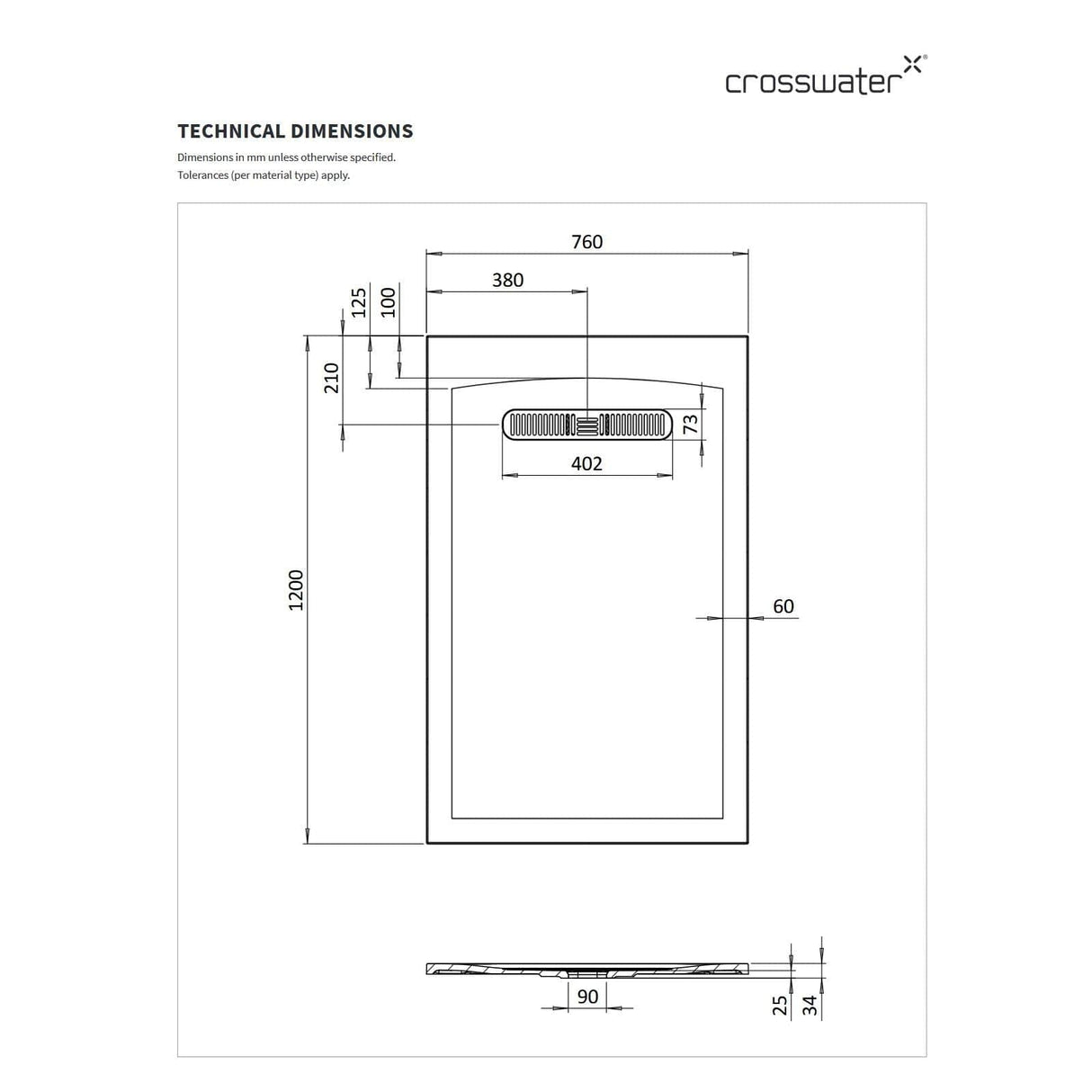 Crosswater Rectangle Shower Tray Crosswater Vito Rectangle 25mm Stone Resin Shower Tray
