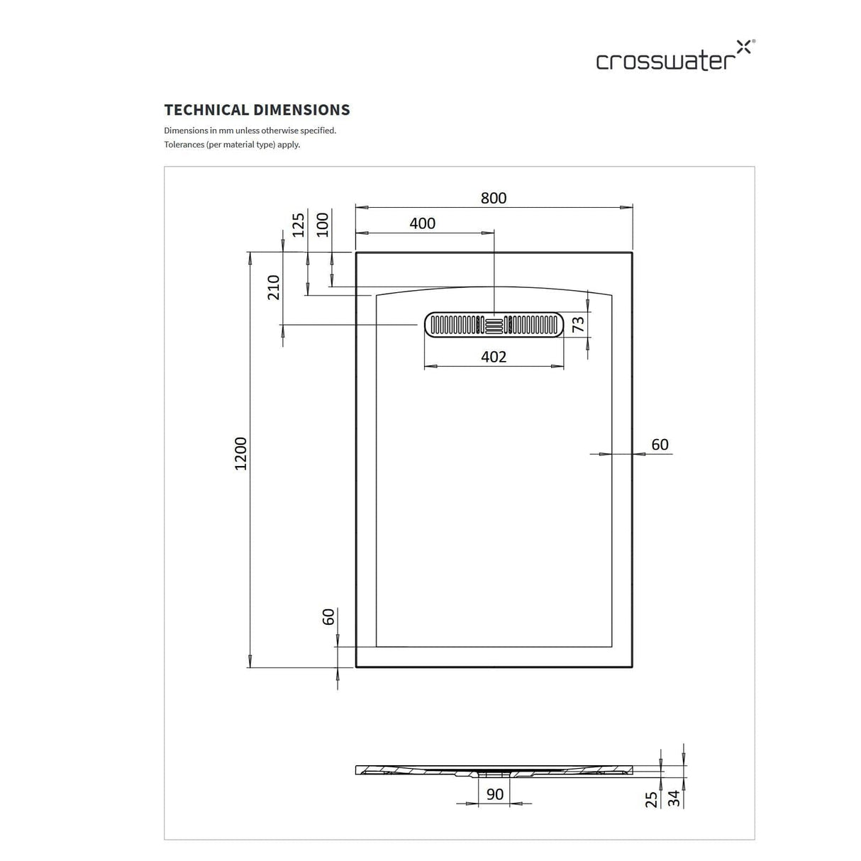 Crosswater Rectangle Shower Tray Crosswater Vito Rectangle 25mm Stone Resin Shower Tray