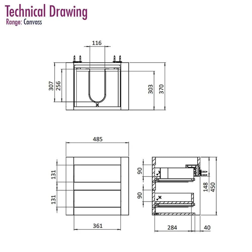 Crosswater Wall Mounted Vanity Unit Crosswater Canvass Vanity Unit with White Carrara Marble Effect Worktop