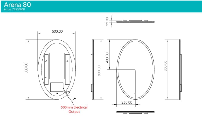 hib. Illuminated Mirror hib. Arena Oval LED Illuminated Mirror