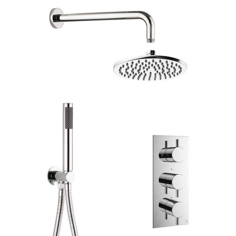 Crosswater Concealed Shower Set Chrome / 200mm Shower Head Crosswater MPRO 2 Outlet 3 Handle Thermostatic Shower Valve with Kit