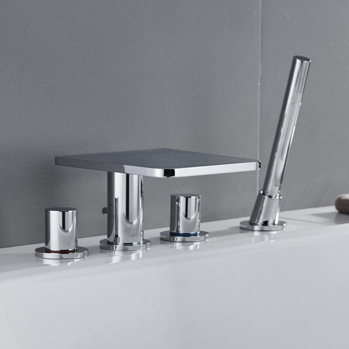 Flova 4 Tap Hole Bath Set Flova Annecy 4 Hole Bath and Shower Mixer with Shower Set in Diamond Chrome
