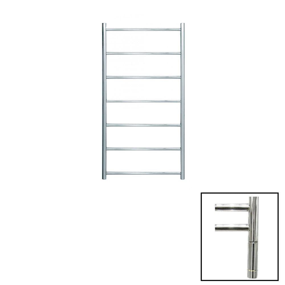 JIS Ladder Rail Polished Chrome / Electric Only with Cylindrical Adjustable Element JIS Sussex Pevensey Vertical Stainless Steel Heated Towel Rail