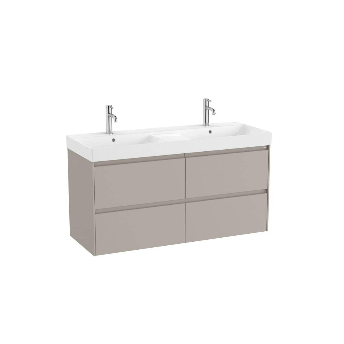 Roca Wall Mounted Vanity Unit Matt Grey Roca Ona 1200mm Wall Mounted Four Drawer Vanity Unit with Double Basin