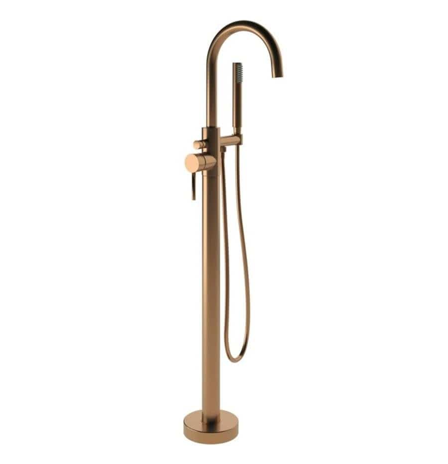 Aquarius Freestanding Bath Filler Brushed Bronze Aquarius Zanelli Floorstanding Bath Shower Mixer Tap with Shower Kit