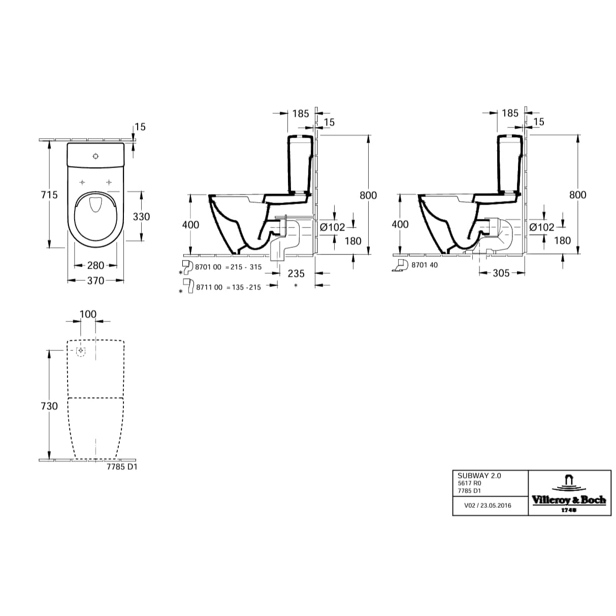 Villeroy and Boch Close Coupled Toilet Villeroy & Boch Subway 2.0 Close Coupled Toilet and Soft Close Seat in White Alpin