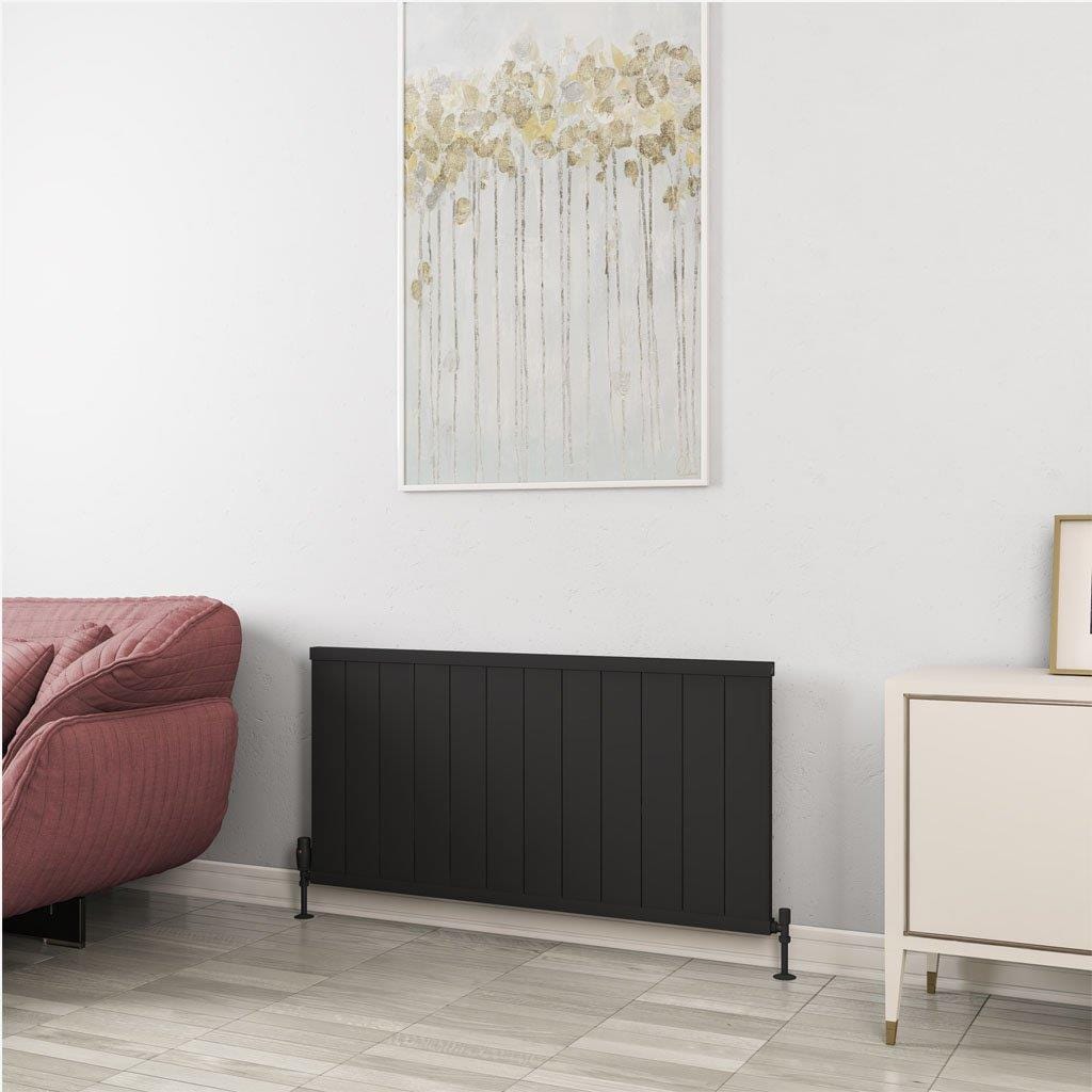 Eastbrook Panel Radiator 600 x 1210mm / Matt Black Eastbrook Kingswood Slimline Horizontal Aluminium Radiator