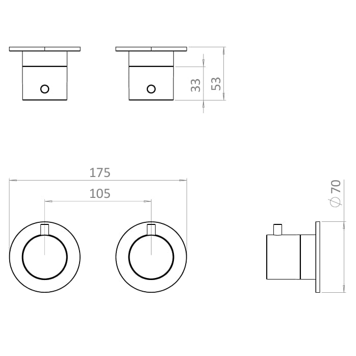 Crosswater Concealed Shower Valve Crosswater MPRO Module 2 Outlet, 2 Handle Concealed Thermostatic Shower Valve