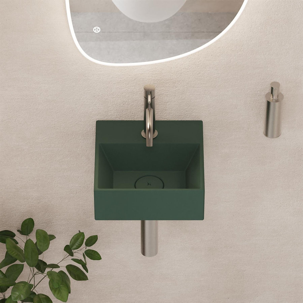 Crosswater Cloakroom Basin Green Matt / 300 x 300mm Crosswater Beck Cloakroom Basin with Waste