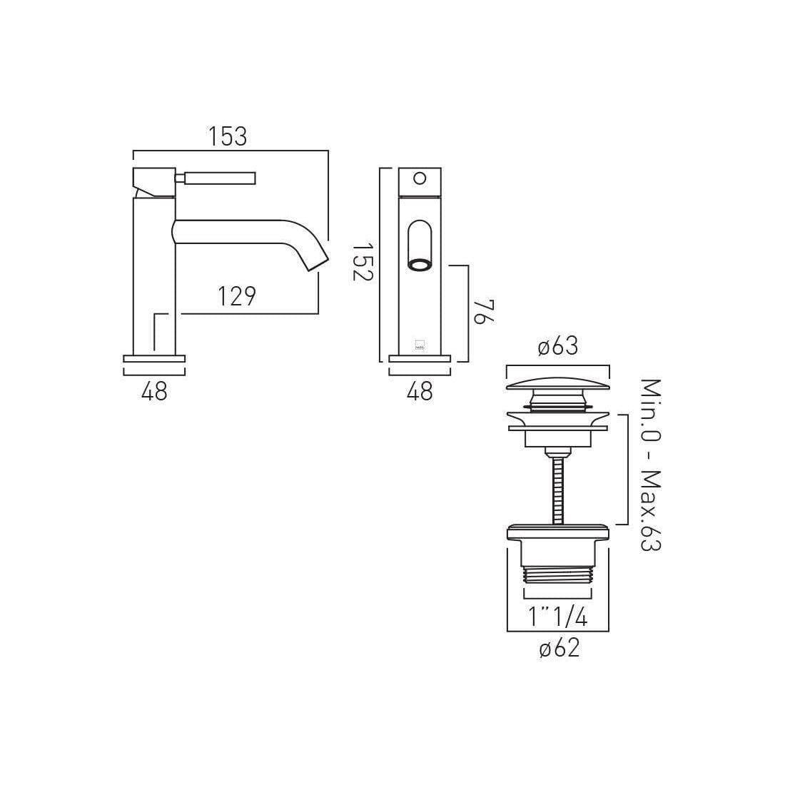 VADO Mono Basin Tap Vado Origins Slimline Mono Basin Mixer Tap with Universal Waste in Chrome