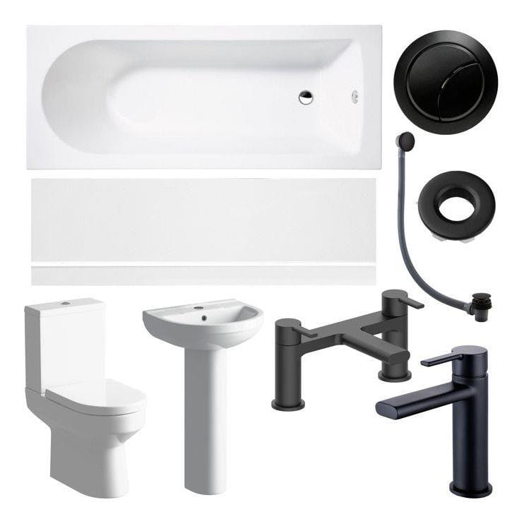 Aquarius Complete Bathroom Suite Black Aquarius Urbano Complete Premium Bath Suite (with Single Ended 1700mm Bath)