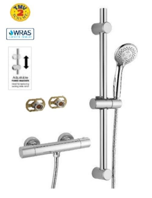 Crosswater Shower Set Aquarius RainLux Easy-Fit Round Bar Shower Valve and Kit