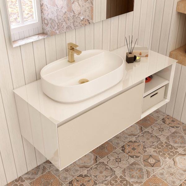Imex Wall Mounted Vanity Unit Imex Essence Wall Mounted 1200mm Single Drawer Vanity Unit with Worktop and 1 Tap Hole Basin
