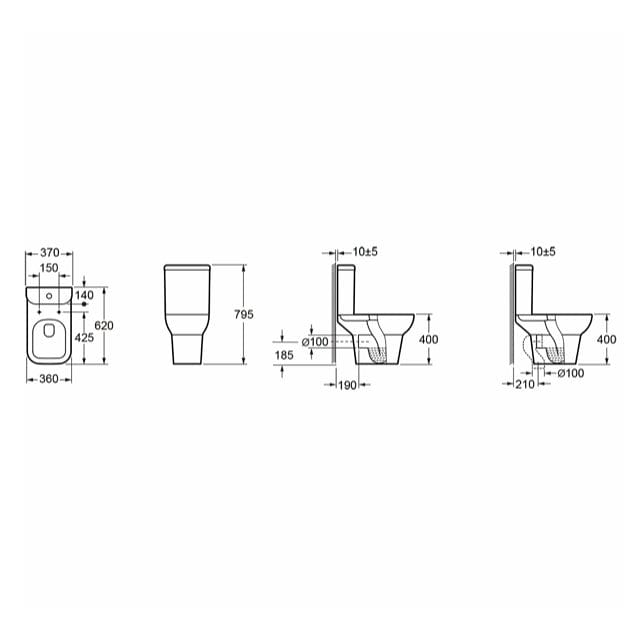 Imex Close Coupled Toilet Imex Suburb Open Back Close Coupled Toilet with Rounded Cistern and Soft Close Seat in White