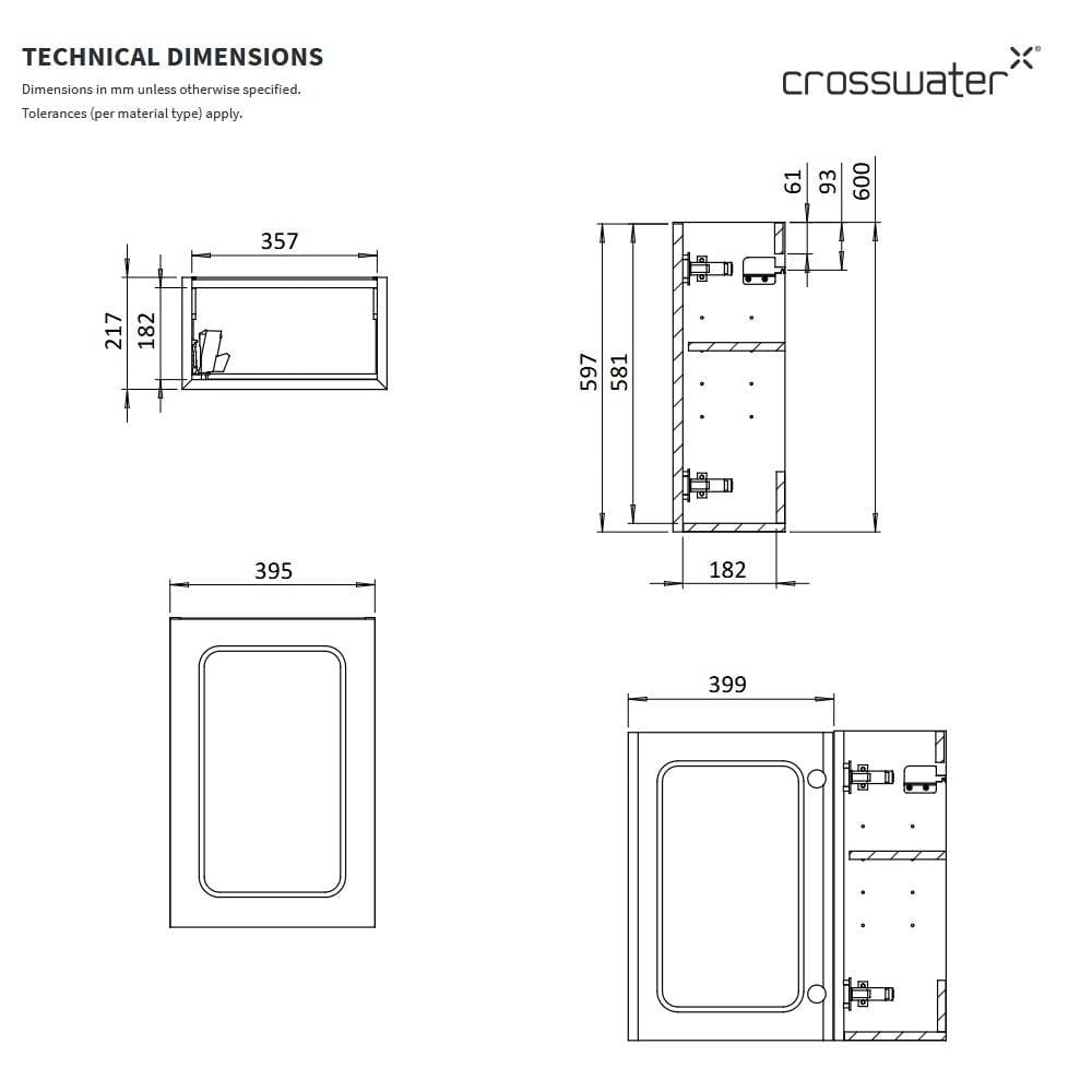 Crosswater Cloakroom Vanity Unit Crosswater Alo Cloakroom Single Door Wall Mounted 400 x 220mm Vanity Unit with Basin