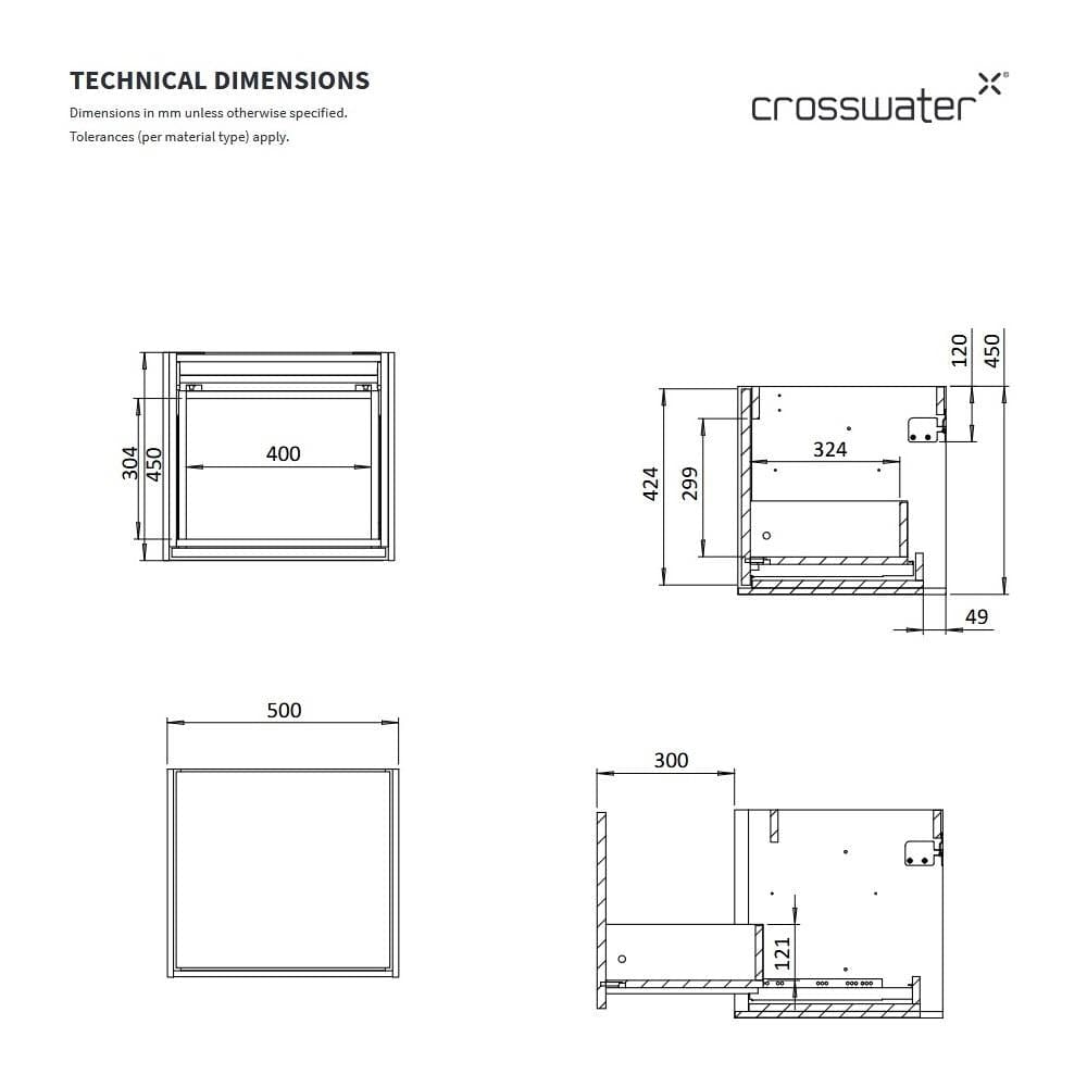 Crosswater Wall Mounted Vanity Unit Crosswater Infinity Wall Mounted Vanity Unit with Worktop
