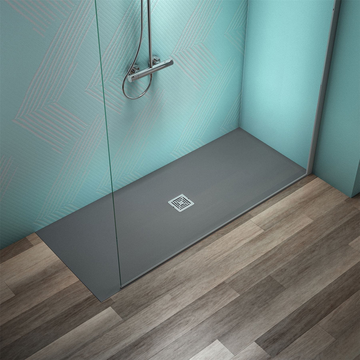 Ideal Standard Rectangle Shower Tray Concrete Grey / 1700 x 700mm Ideal Standard Ultra Flat S+ Shower Tray 30mm including Waste