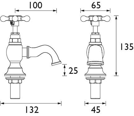 Heritage Trinity Basin Pillar Taps (Pair) in Chrome