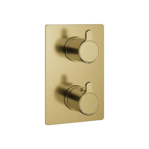 Flova Concealed Shower Valve Brushed Brass Flova Moonlight Square 1, 2 or 3 Outlet SlimBOX Finishing Set