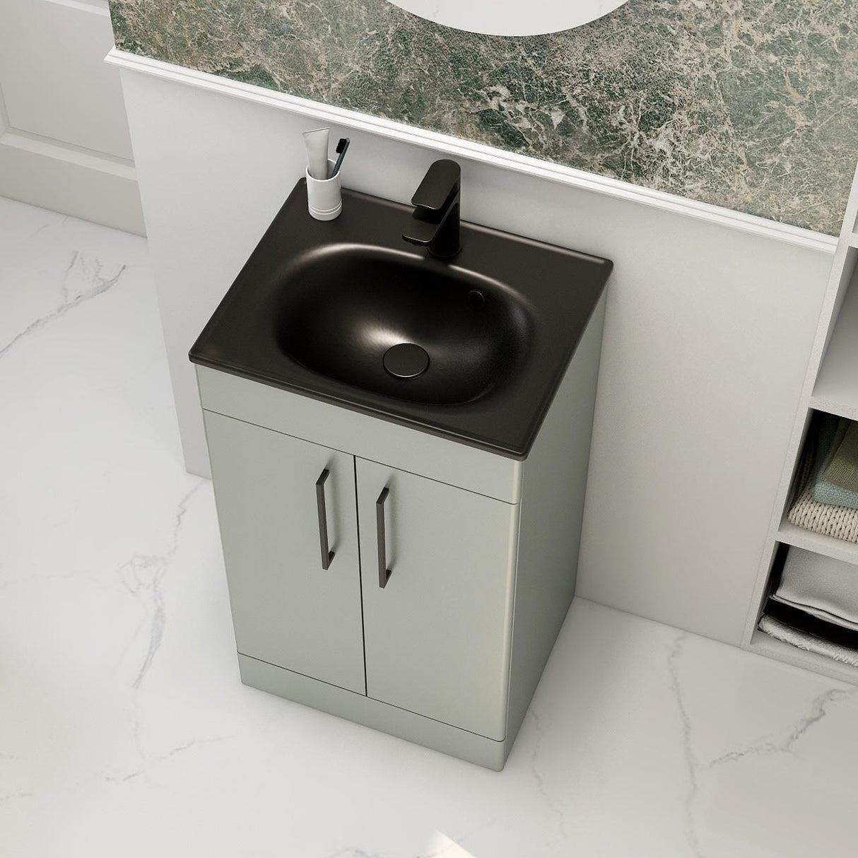 Imex Croma Floor Standing Double Door 500mm Vanity Unit with 1 Tap Hole Basin