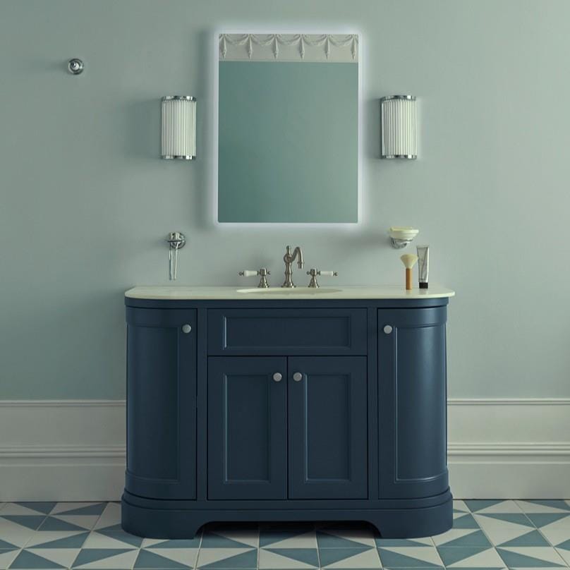 Heritage Floor Standing Vanity Unit Heritage Wilton 1200mm Floor Standing Curved Vanity Unit and Basin Bundle in Maritime Blue