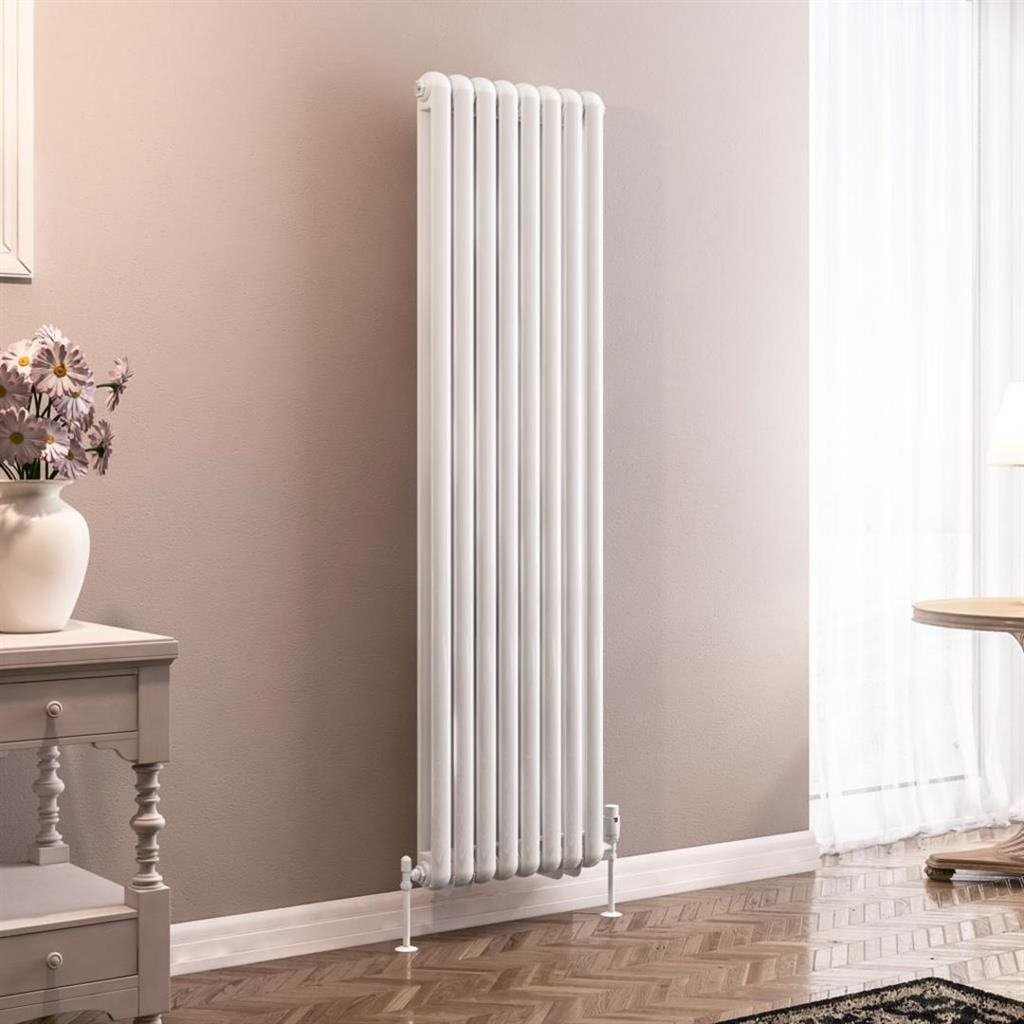Eastbrook Column Radiator 1800 x 503 / Dual Fuel Eastbrook Rubano Straight Vertical Traditional Column Radiator in Gloss White