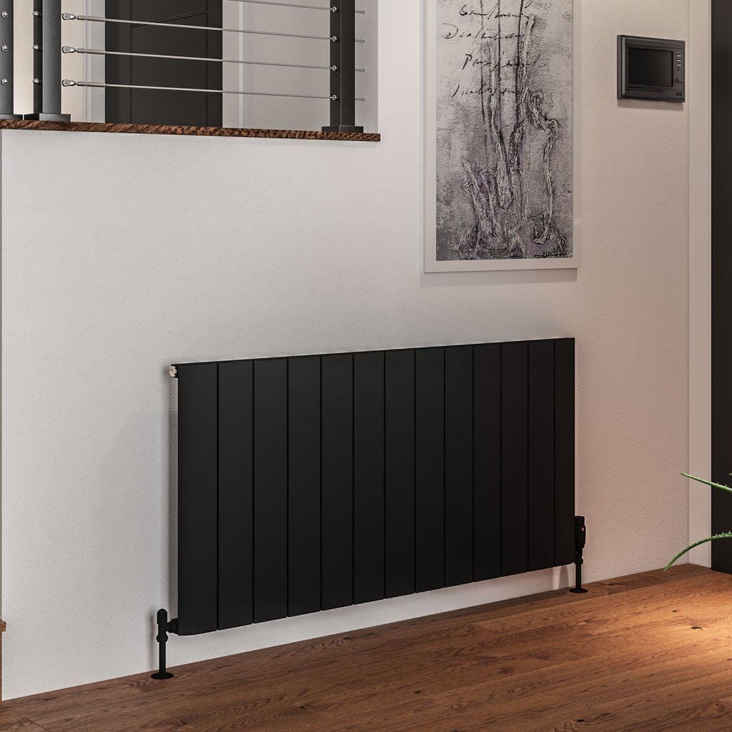 Eastbrook Panel Radiator 600 x 1230 / Central Heating Eastbrook Peretti Straight Horizontal Aluminum Radiator in Matt Black
