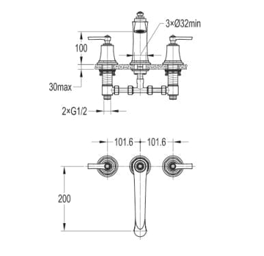 Flova Bath Filler Tap Flova Liberty 3 Hole Bath Filler Tap in Chrome