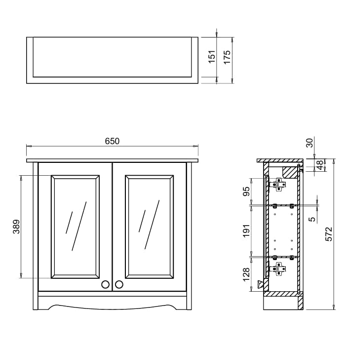 Burlington Mirrored Cabinet Burlington Guild 650mm Mirrored Cabinet